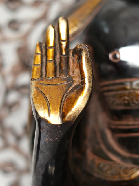 20" Superfine Shakyamuni Buddha Idol Preaching His Dharma with Bodhi Tree as Backdrop