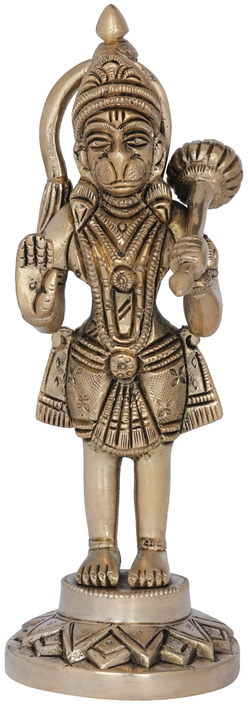 6" Veer Hanuman Sculpture in Brass | Handmade | Made in India