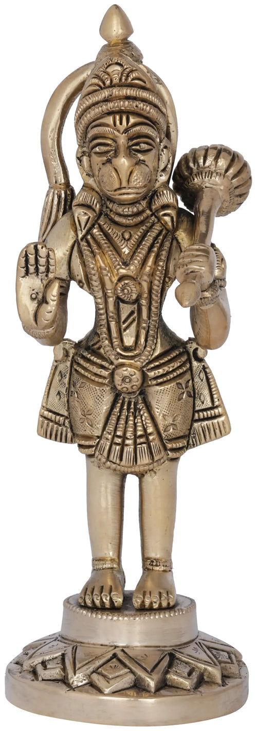 6" Veer Hanuman Handmade Brass Sculpture