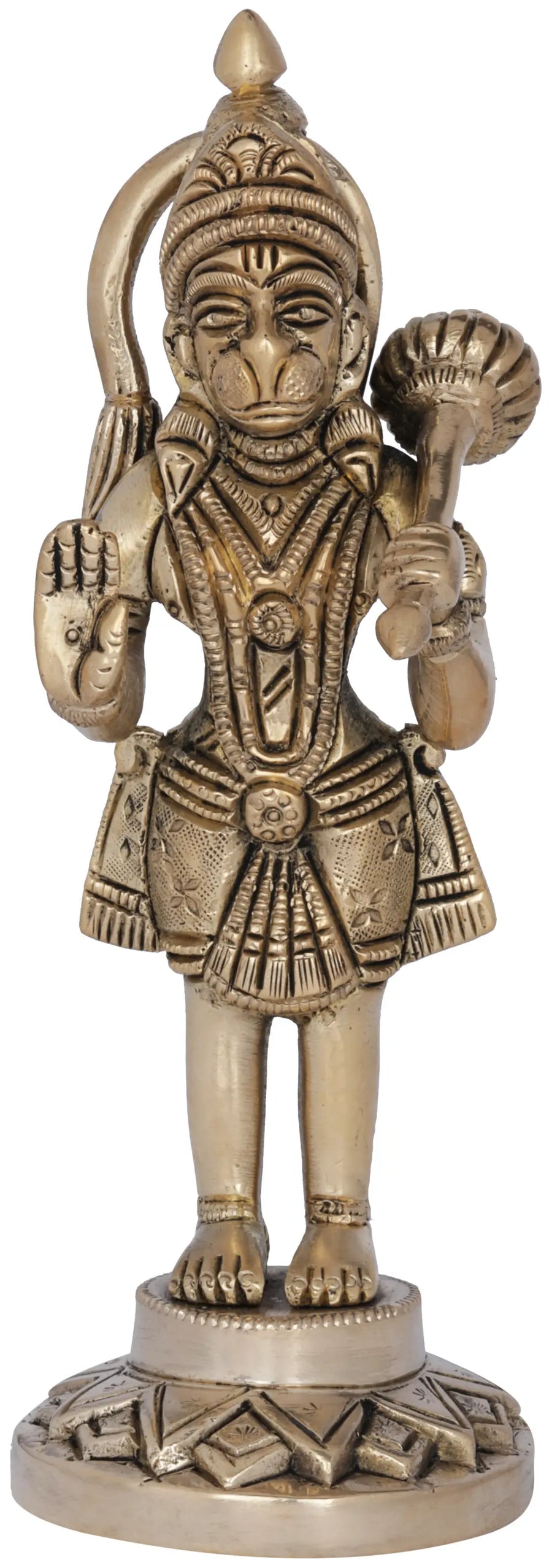 6" Veer Hanuman Handmade Brass Sculpture