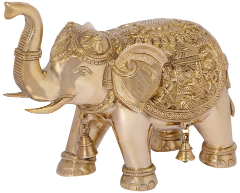 An Upraised Trunk Elephant Carrying The Queen's Palki on Both Sides (Vastu Compliant)