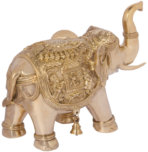 An Upraised Trunk Elephant Carrying The Queen's Palki on Both Sides (Vastu Compliant)