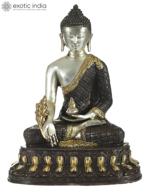 10" Medicine Buddha Handmade Brass Statue for Pooja