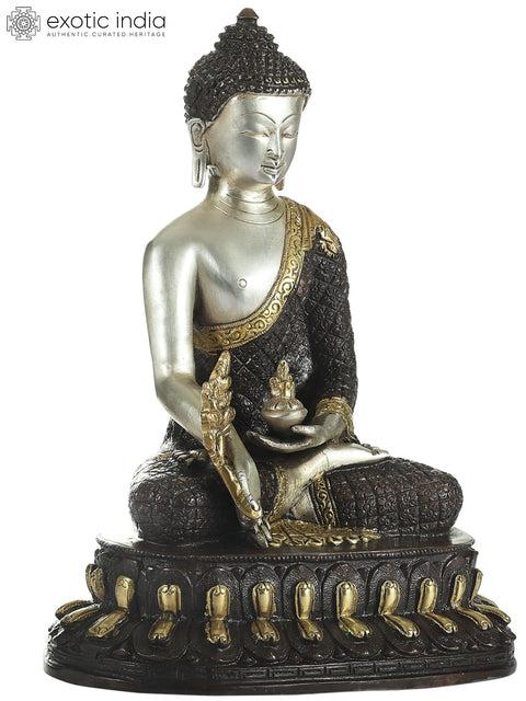10" Tibetan Buddhist Healing Buddha (Medicine Buddha) In Brass | Handmade | Made In India