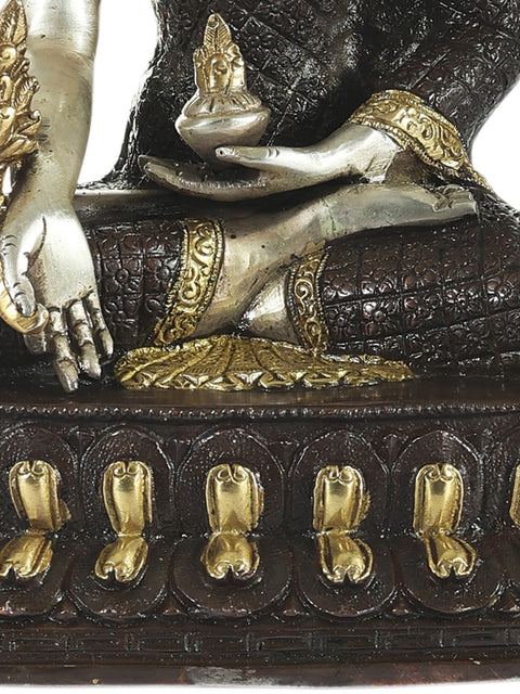 10" Tibetan Buddhist Healing Buddha (Medicine Buddha) In Brass | Handmade | Made In India