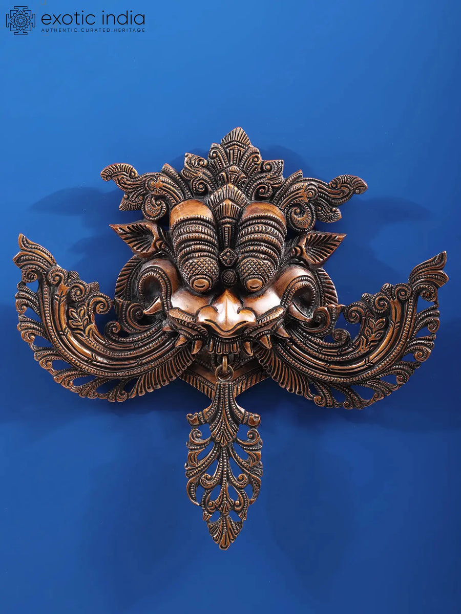 9" Kirtimukha Brass Wall Hanging - Handmade Home Decor