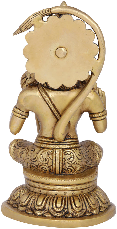 8" Ornamented Seated Hanuman Blessing His Devotees In Brass | Handmade | Made In India
