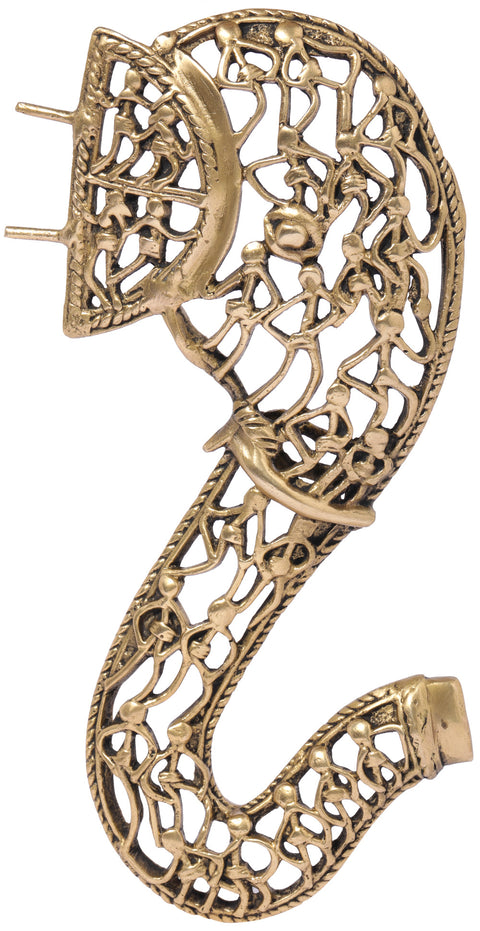8" Tribal Styled Ganesha Wall Hanging Head Made in Brass | Handmade | Made in India
