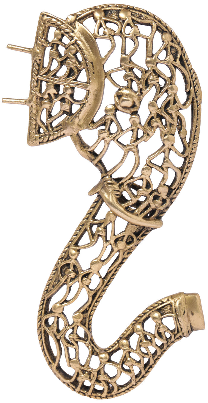 8" Tribal Styled Ganesha Wall Hanging Head Made in Brass | Handmade | Made in India