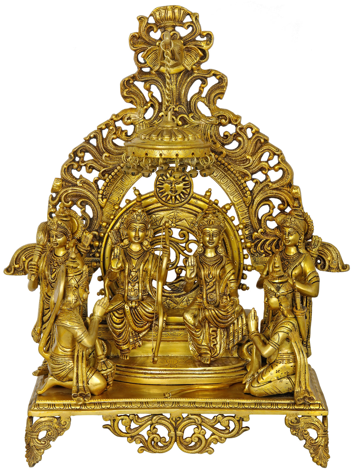 23" Fine Quality Rama Durbar with Dangling Parasol In Brass | Handmade | Made In India