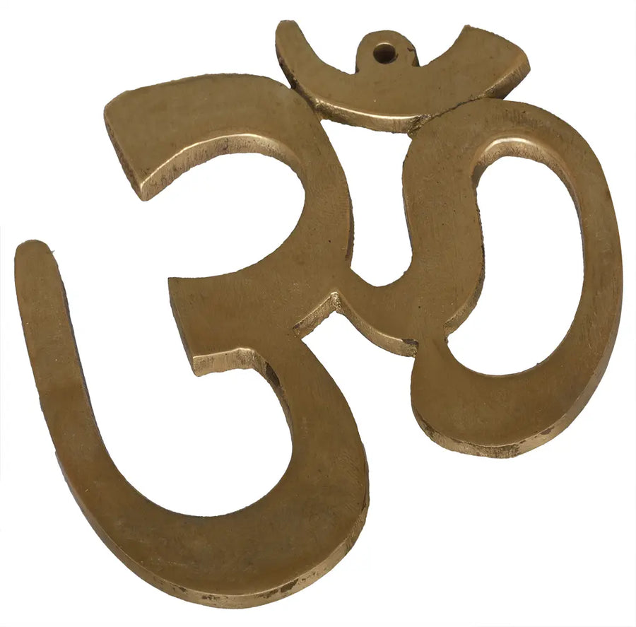 4" Small OM Brass Wall Hanging Statue Handmade