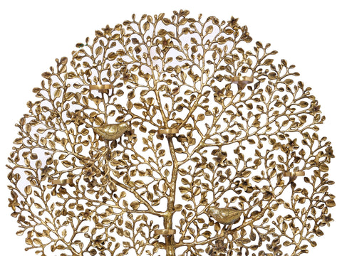 Large Awesome Tree with Eight Wax Lamp Holders and Birds Perched on it