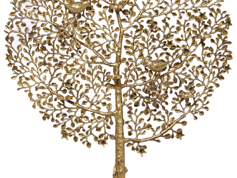 Large Awesome Tree with Eight Wax Lamp Holders and Birds Perched on it
