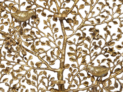 Large Awesome Tree with Eight Wax Lamp Holders and Birds Perched on it