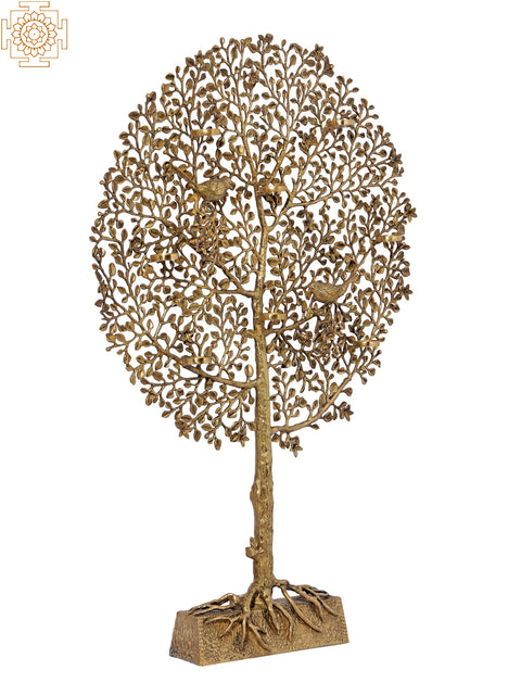 Large Awesome Tree with Eight Wax Lamp Holders and Birds Perched on it