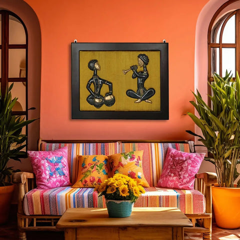 Two Musician Wall Hanging with Frame