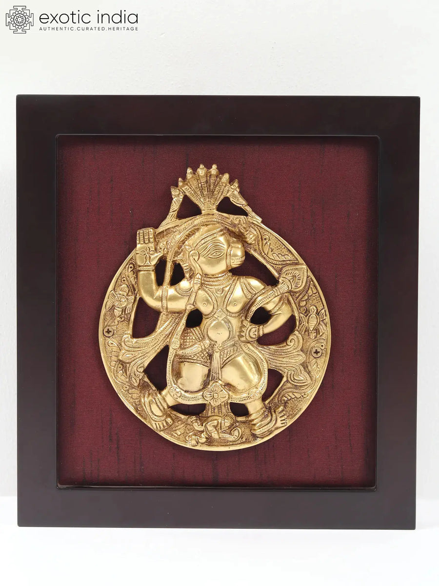 Lord Hanuman Under Serpent Brass Wall Hanging
