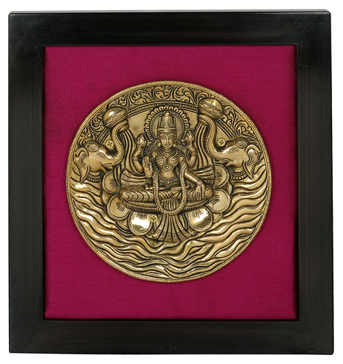 Gajalakshmi Brass Wall Hanging with Frame