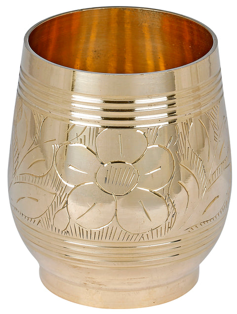 Brass Glass with Flower Design