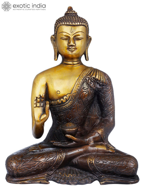 8" Tibetan Buddhist Shakyamuni Buddha In Brass | Handmade | Made In India