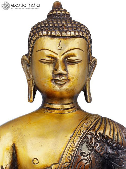8" Tibetan Buddhist Shakyamuni Buddha In Brass | Handmade | Made In India
