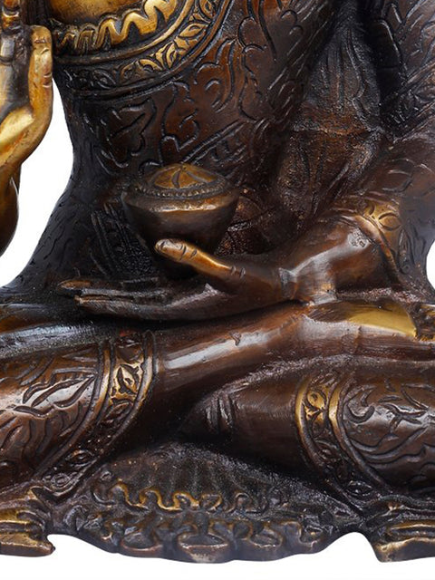 8" Tibetan Buddhist Shakyamuni Buddha In Brass | Handmade | Made In India
