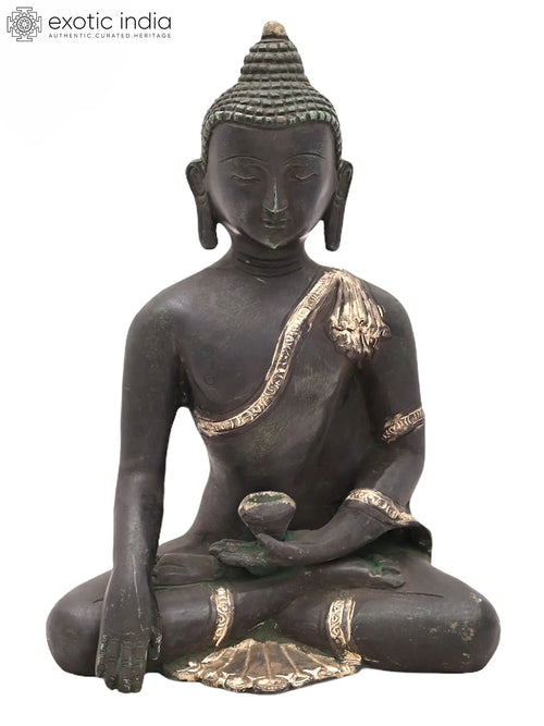 8" Bhumisparsha Buddha Brass Statue Handmade