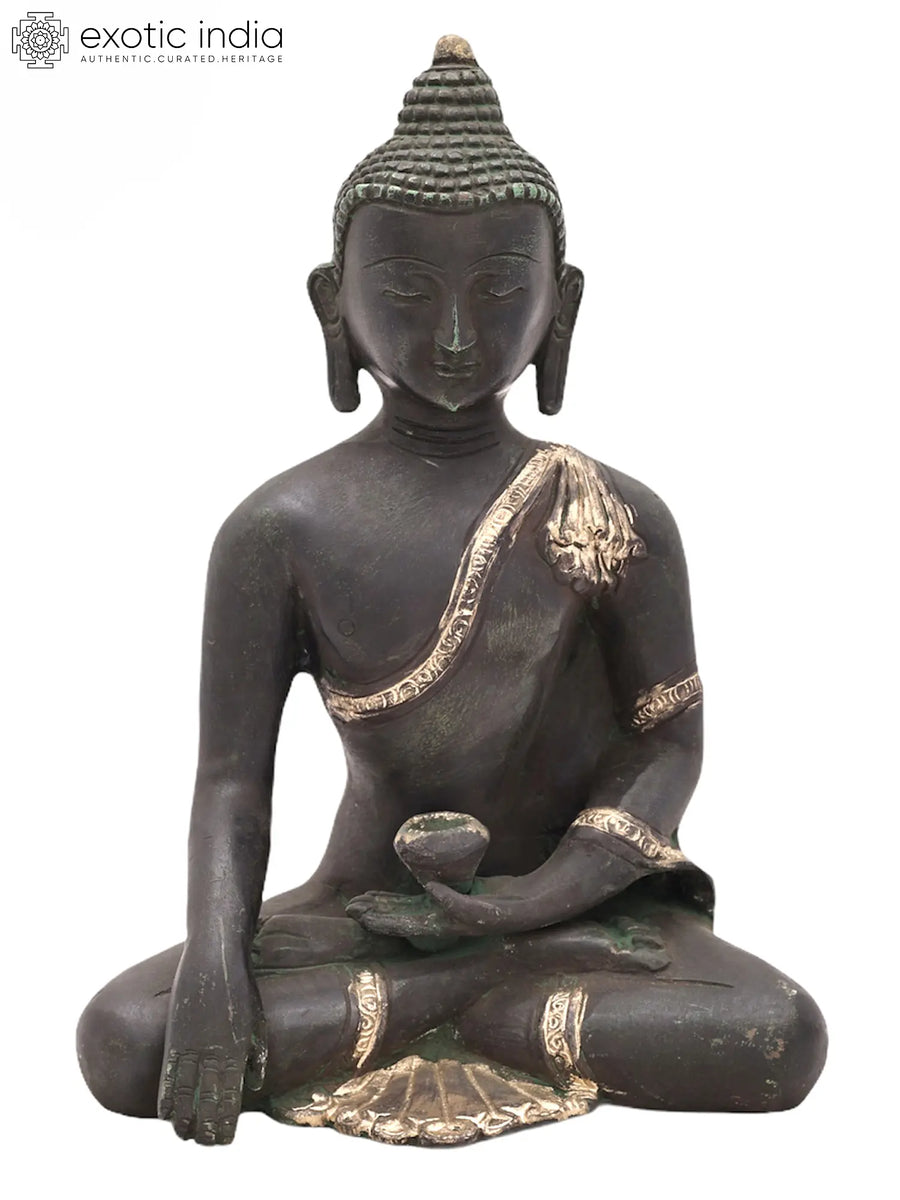 8" Bhumisparsha Buddha Brass Statue Handmade