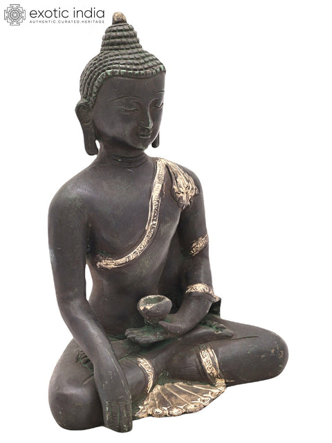 8" Tibetan Buddhist Bhumisparsha Buddha in Brass | Handmade | Made In India