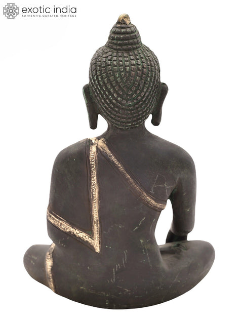8" Tibetan Buddhist Bhumisparsha Buddha in Brass | Handmade | Made In India