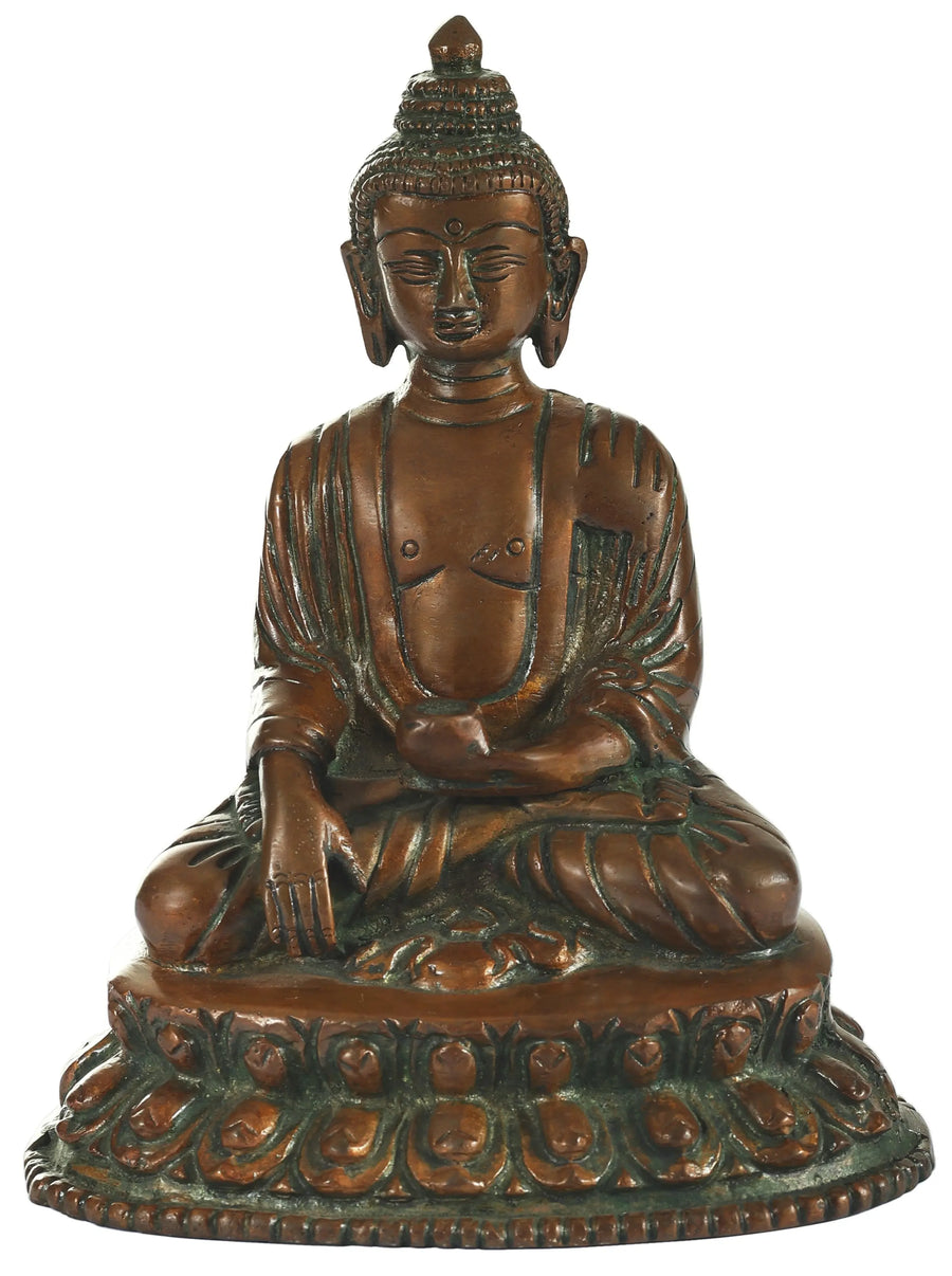 6" Brass Buddha Bhumisparsha Meditation Idol Handmade