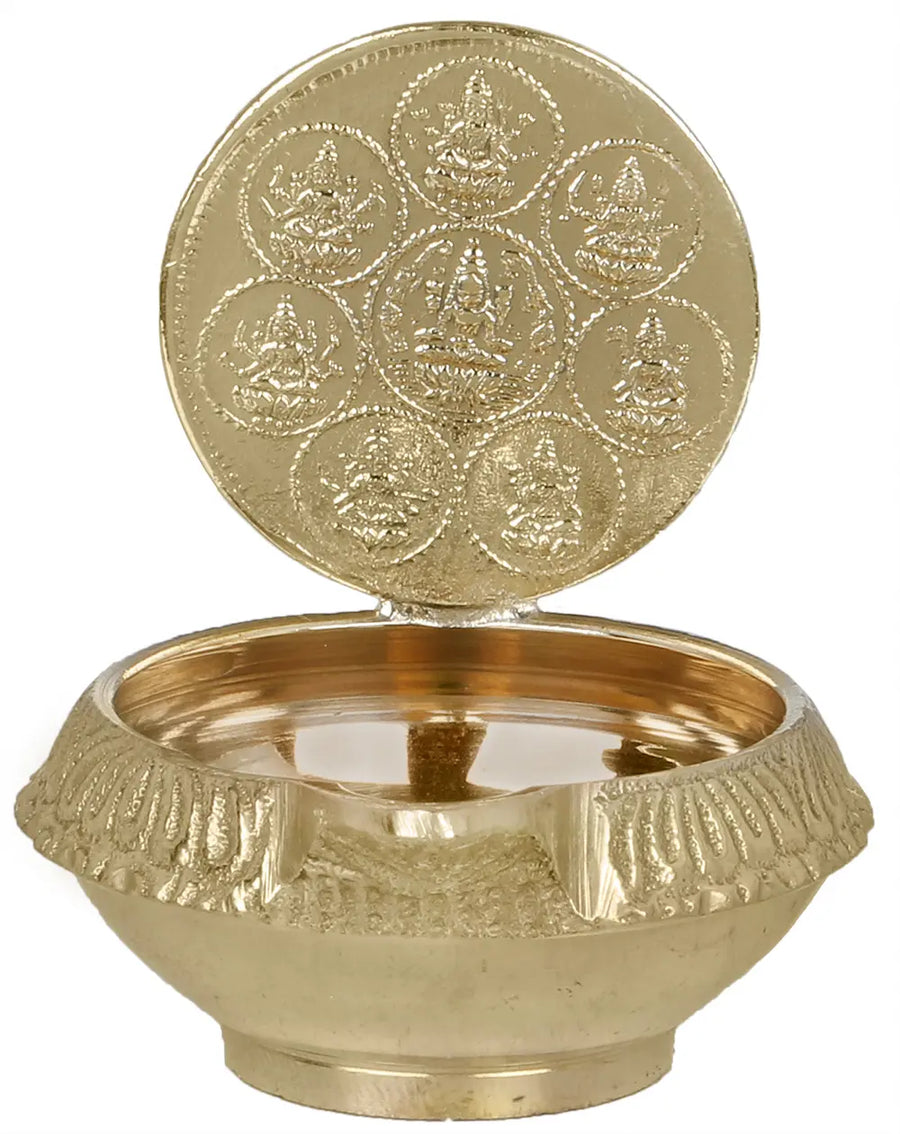 Small Ashtalakshmi Brass Diya Lamp Handmade