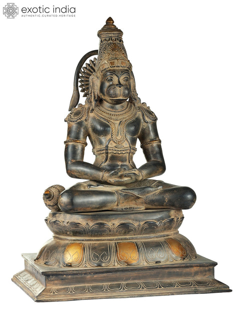 13" Lord Hanuman in Meditation In Brass | Handmade | Made In India