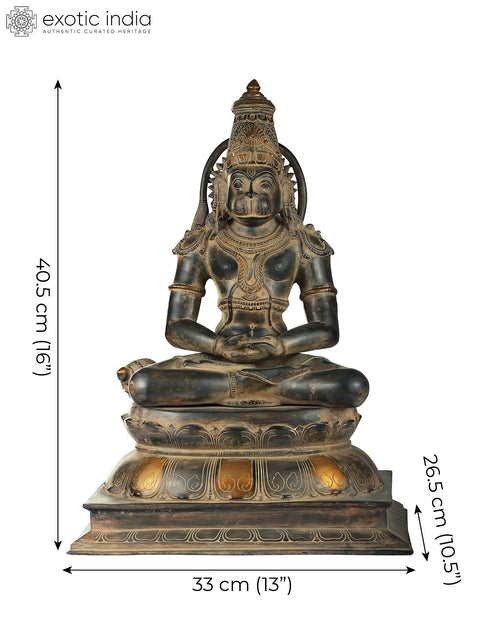13" Lord Hanuman in Meditation In Brass | Handmade | Made In India