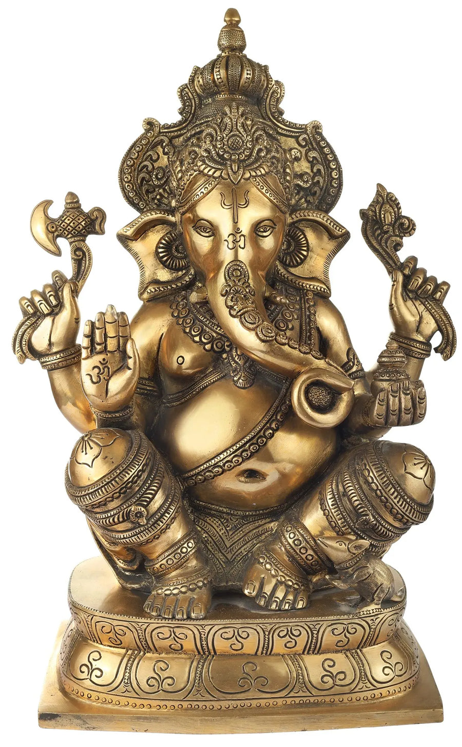 Aashirwad Ganesha with Kingly Crown Brass Idol