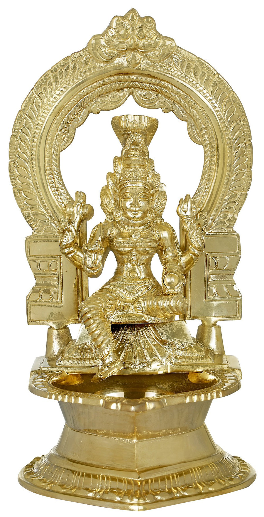 5" Brass Goddess Mariamman Oil Lamp Handmade Statue