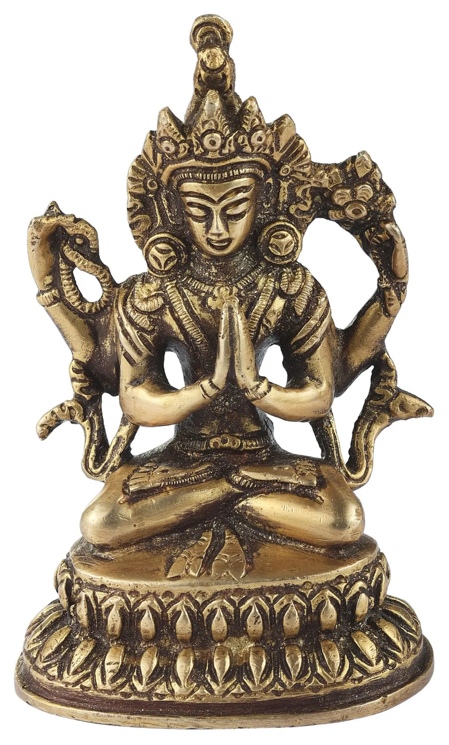 2" Four Armed Chenrezig Handmade Brass Idol