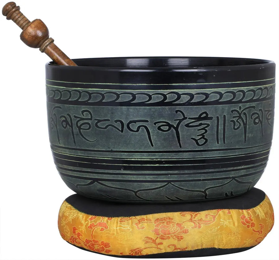 9" Five Dhyani Buddhas Brass Singing Bowl for Meditation