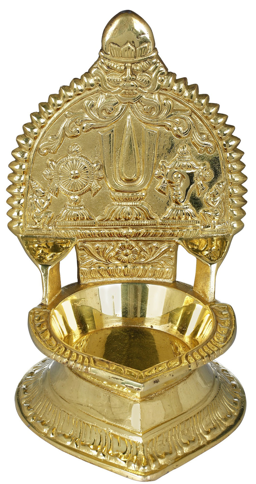 5" Brass Vaishnava Oil Lamp Statue Handmade