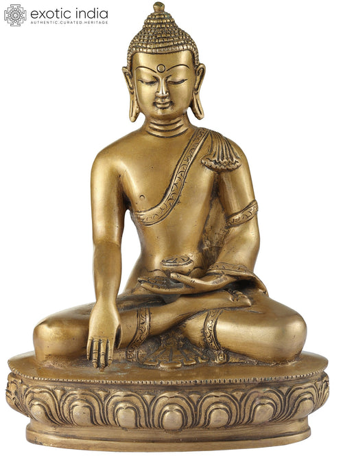 6" Bhumisparsha Buddha Brass Statue Tibetan Buddhist Handmade
