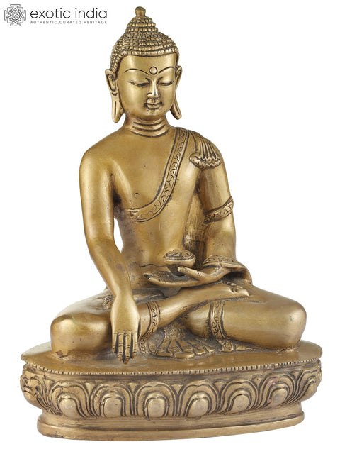 6" Bhumisparsha Lord Buddha (Tibetan Buddhist) In Brass | Handmade | Made In India