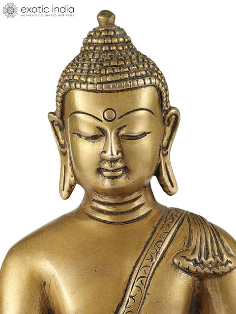 6" Bhumisparsha Lord Buddha (Tibetan Buddhist) In Brass | Handmade | Made In India