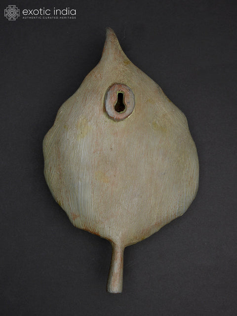 9" Buddha Head on Peepal Leaf Wall Hanging In Brass | Handmade | Made In India