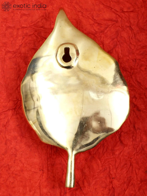 9" Buddha Head on Peepal Leaf Wall Hanging In Brass | Handmade | Made In India