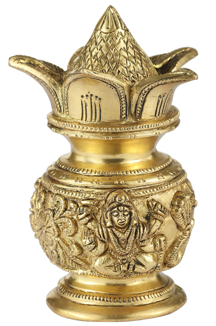 3" Brass Kalash Statue for Lakshmi Puja Worship