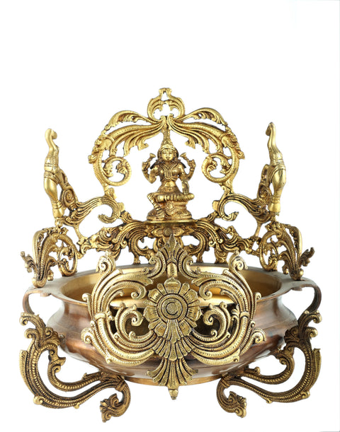14" Gaja Lakshmi Auspicious Urli in Brass | Handmade | Made in India