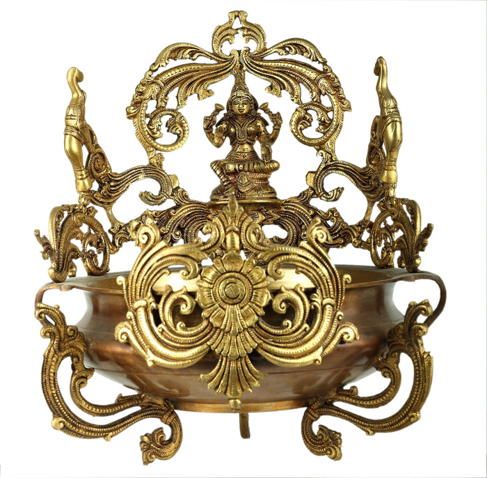 14" Gaja Lakshmi Brass Urli Statue for Home Pooja