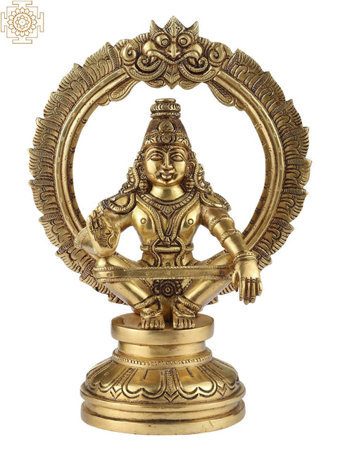 7" Saint Ayyappan Brass Statue | Handmade | Made In India