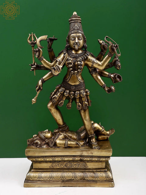 24" Ashtabhujadhari Kali in Her Iconic Posture In Brass