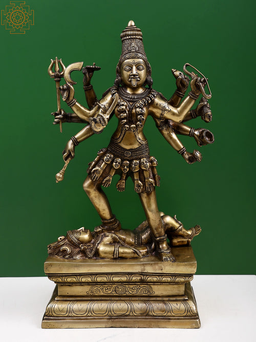 24" Ashtabhujadhari Kali Brass Statue for Pooja